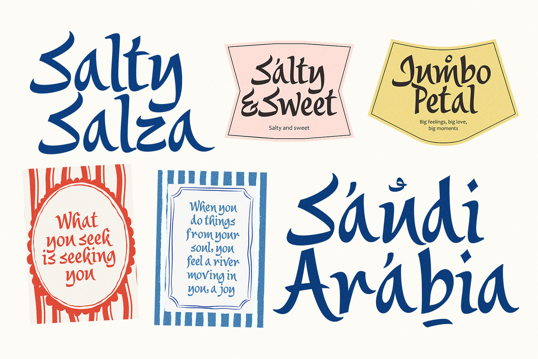 Saltza – A Decorative Handcrafted Font arabic brandingfont decorative displayfont foreignlookfont friendlyfont hancrafted handwritten hanmadestyle headlinefont logofont packagingfont playful playfulfont posterfont quotefont