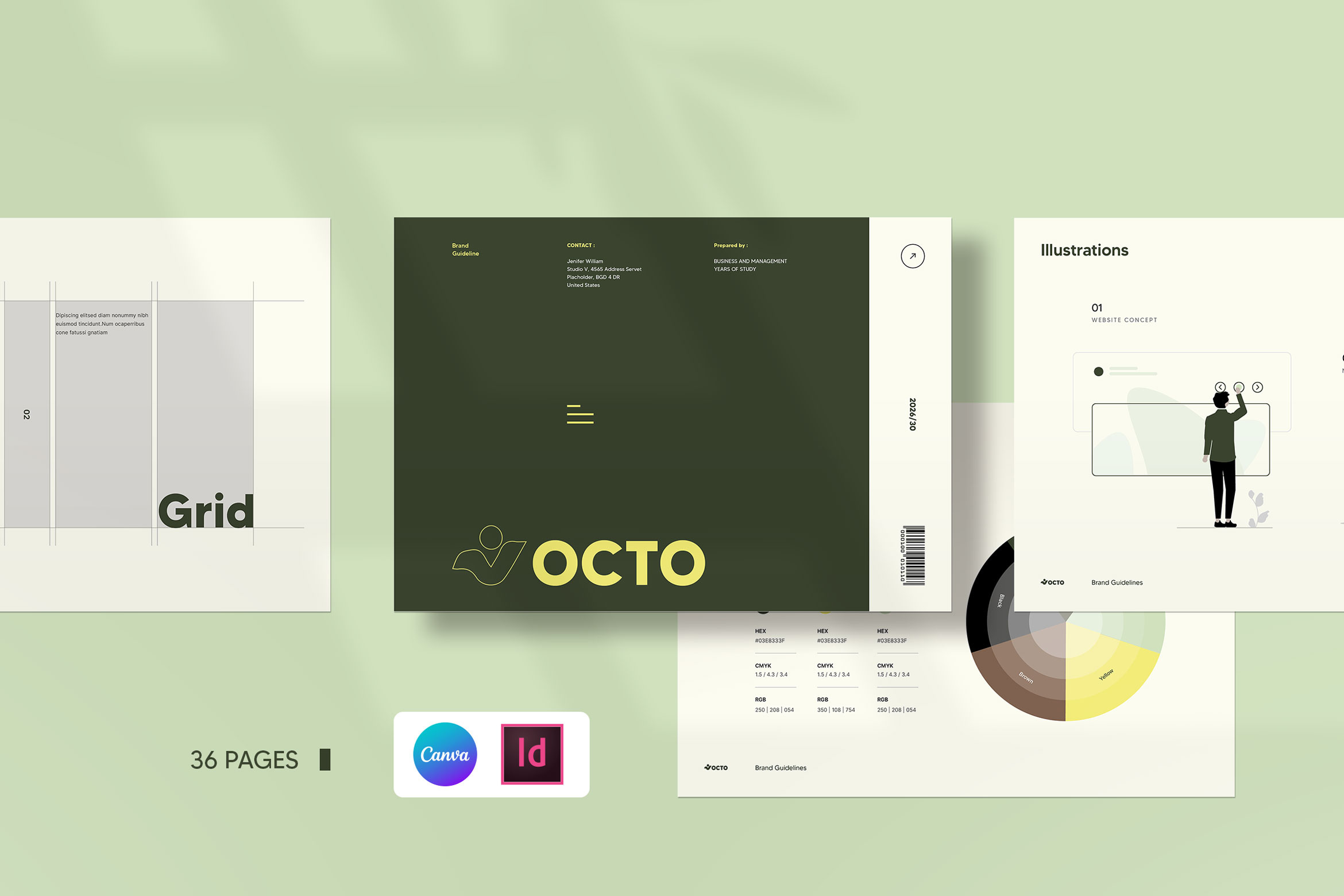 OCTO | Brand Guideline a4 agency brand guide brandbook branding bundle colorful corporate corporate identity guide guidelines identity indesign infographics kreate tribe stationery