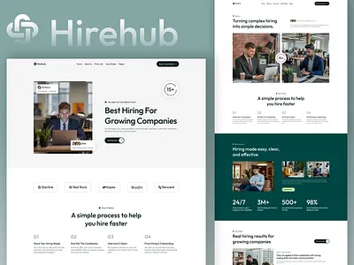 HR & Hiring Website Landing Page | Recruitment Platform UI figma recruitment ui hiring platform landing page hr saas landing page hr website design job portal website ui recruitment website ui staffing agency web design talent management website webflow hr website