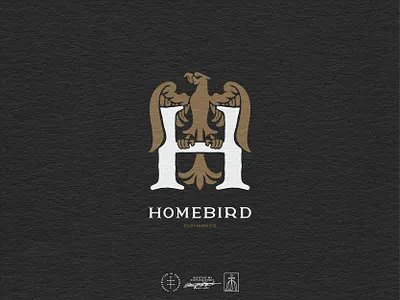Homebird Secondary Logo animal apparel brand design brand identity branding branding design eagle fashion graphic design hand drawn heraldic identity design lettering logo logo design typography vintage visual identity