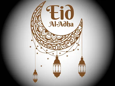 Elegant Eid Al-Adha Greeting Card with Ornamental Crescent Moon adobe illustrator branding design graphic design illustration motion graphics template vector typography vector