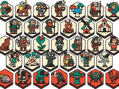 Free of the Land Characters 2d character character design digital brush game game art illustration roguelike vector