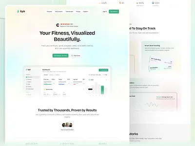 Flyfit High-Conversion Health-Tech Landing Page & System agency portfolio app concept conversion design dailyui dailyuichallenge dark mode data visualization figma system fintech aesthetics fitness dashboard health tech minimal mobile pp product strategy responsive web saas landing page startup website ui ux ui design wellness app