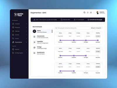 Gestão + Fácil — ERP & Operations Management Interface dashboard design erp management operations plataform saas software ui