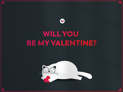 Valentine Cat cat color day dribbble flat gfxmob glasses heart illustration illustrator lazy sleep valentine valentines day vector