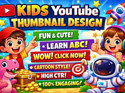 High-CTR Kids YouTube Thumbnail Design children youtube thumbnail high ctr youtube thumbnail kids channel branding kids content design kids learning thumbnail kids thumbnail design kids youtube thumbnail nursery rhyme thumbnail