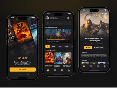 Movlix — Movie Streaming App UI Design 🎬 app mobileapp ui ux