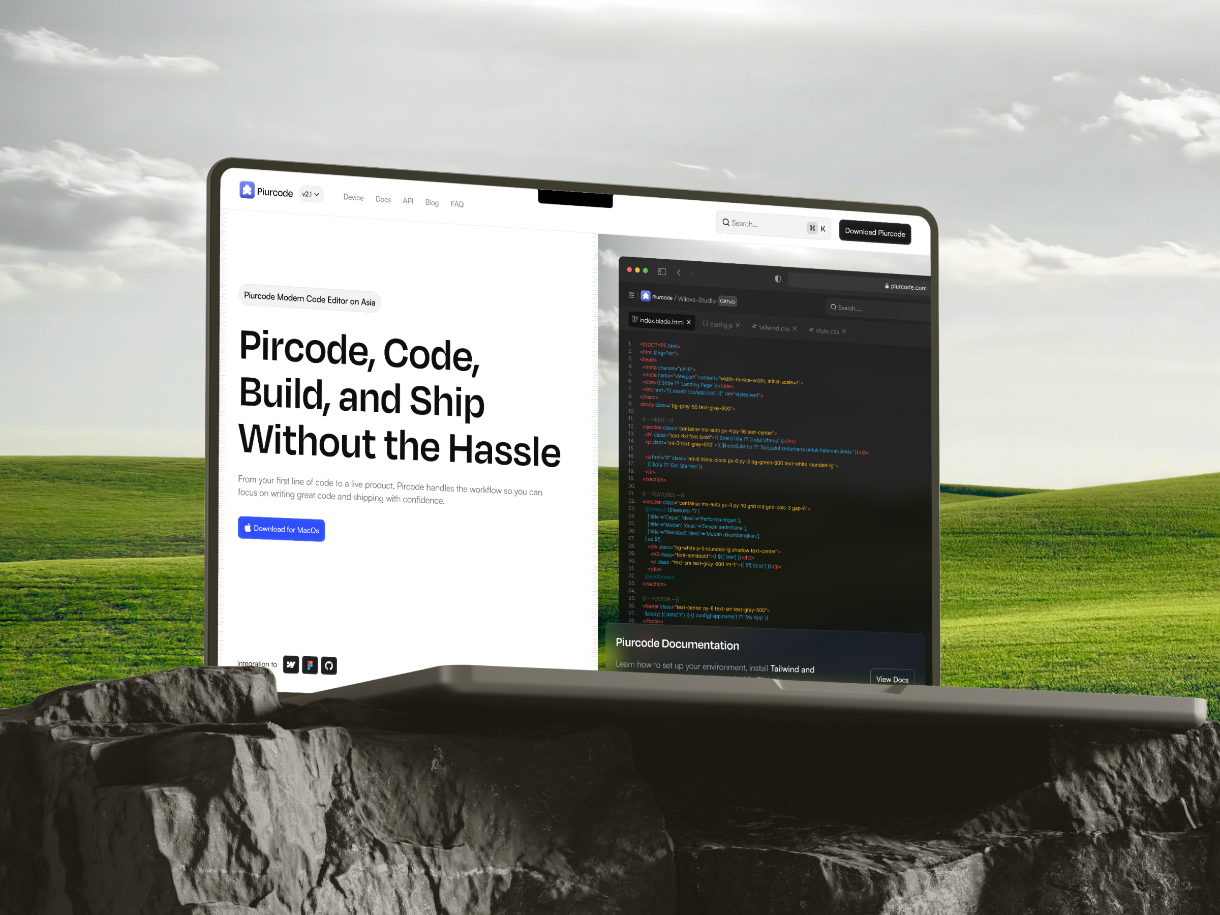PiurCode Website - Preview Mockup clean code code editor coding editor landing landing page mockup page piurcode preview mockup purwa adi wicaksana ui uidesign ux website website code