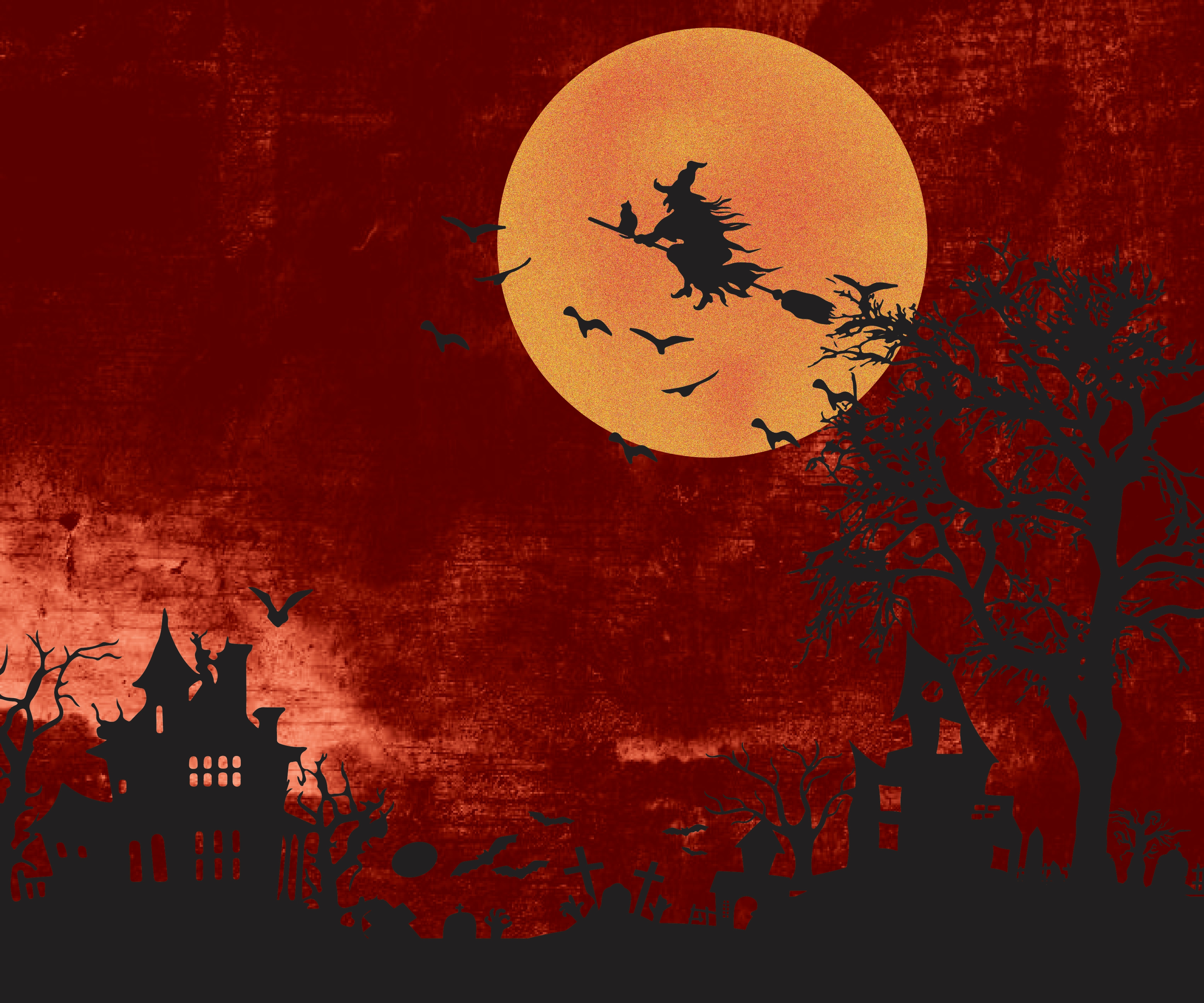 The Witching Hour | Halloween Silhouette Art animation digitalillustration graphic design halloweenart silhouetteart vintageillustration witchcraft