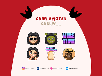 Chewy Chibi Emotes design graphic design vector