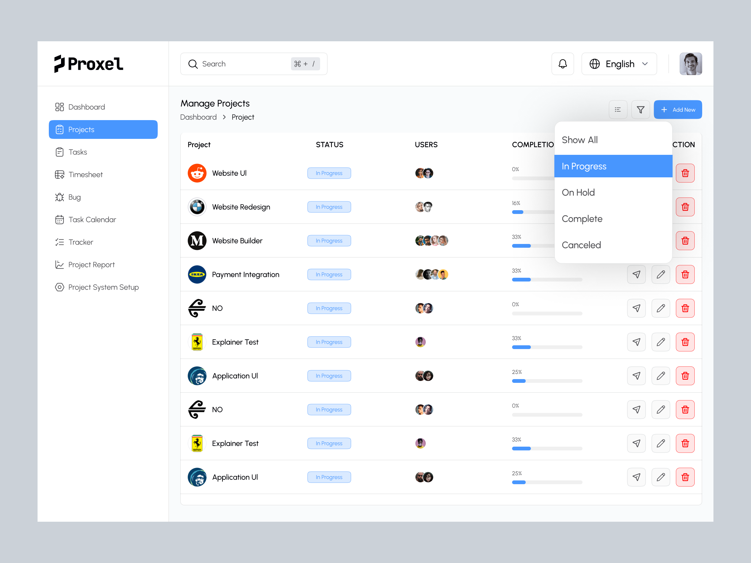 Project List View – Project Management Dashboard breadcrumbs dashboard dashboard design data design drop down list management notion product project project management saas table tabs task management ui ui ux web
