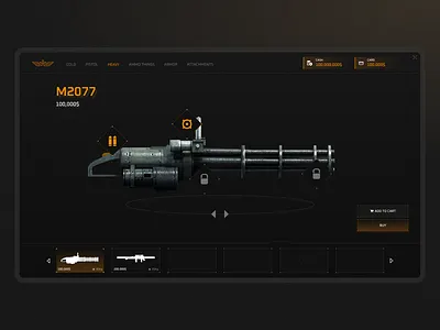 Gun Store Game Design cs2 cybersport dota2 game game ui graphic design gtav gun interface rifle sci fi shop skins store ui uiux user interface ux web design website