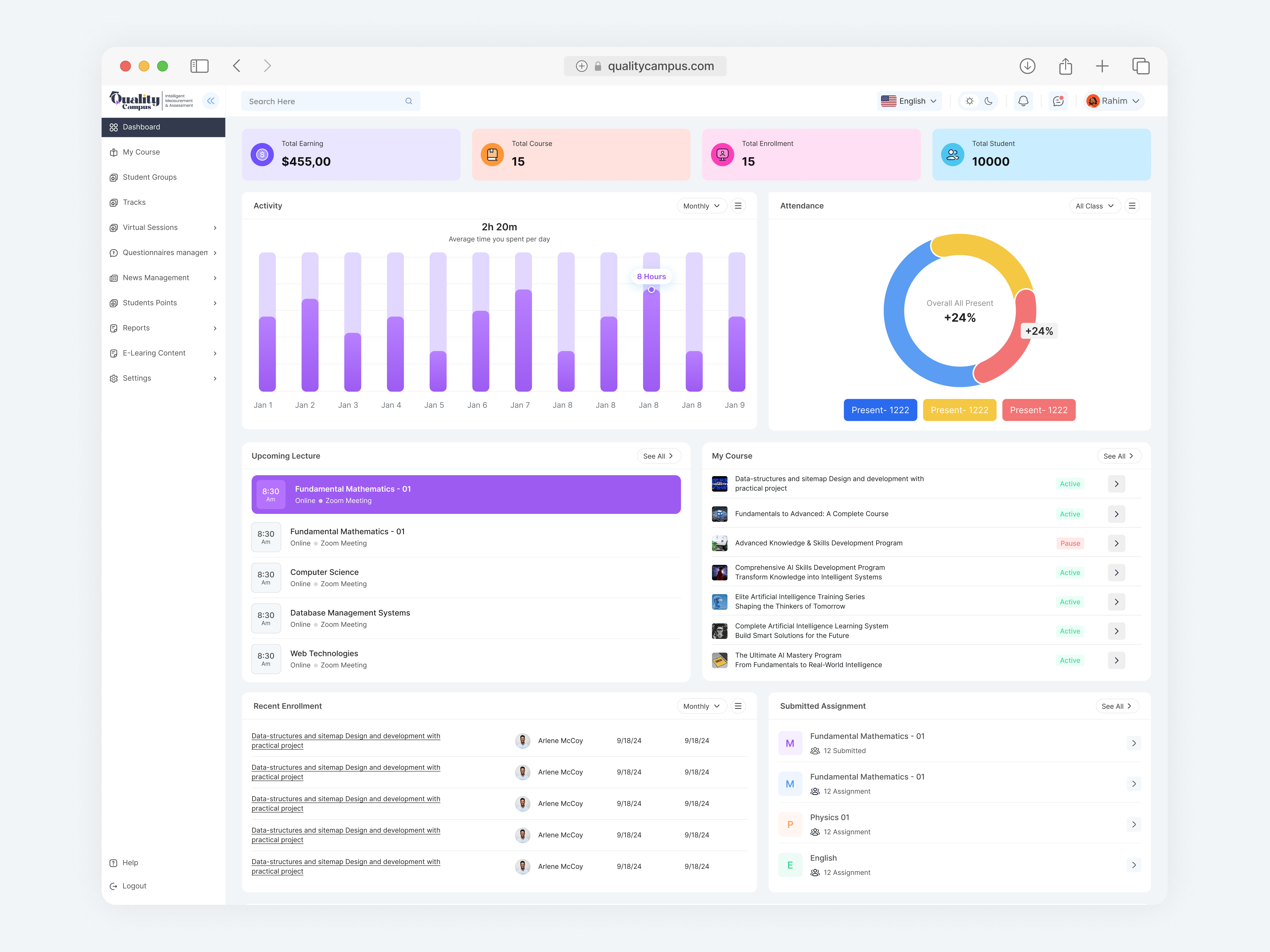 Lms Dashboard - lms teacher admin dashboard admin dashboard dashboard design education learing management system lms lms admin dashboard lms dashboard mentor dashboard online learning saas dashboard sass teacher dashboard ui ui designer uiux