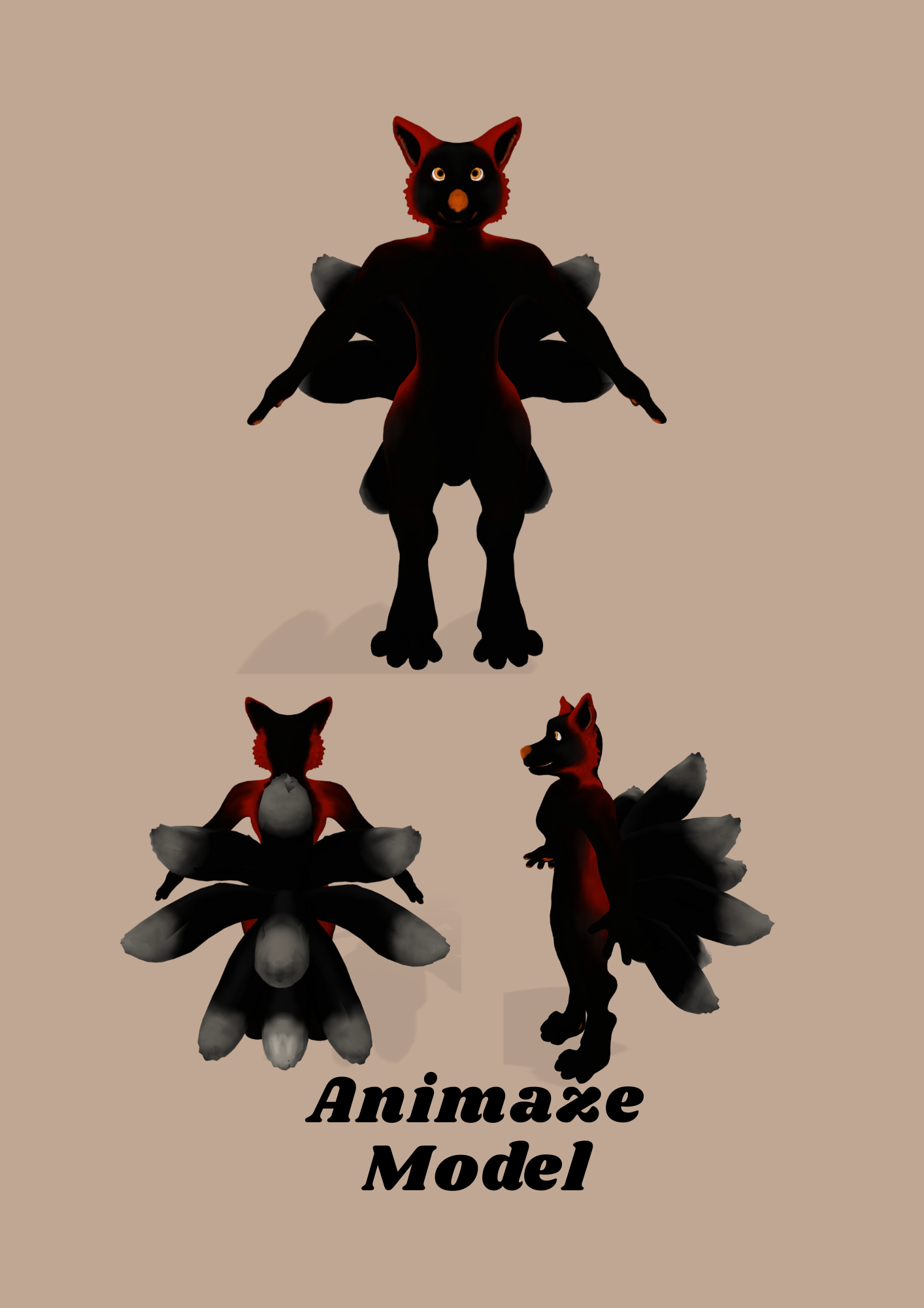 Animaze Commission 3 3d 9 tails animation animaze anime blender cartoon commission design graphic design illustration rig stallion studio limited vrchat vtuber