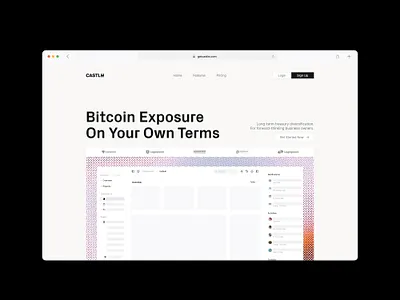 Castle - Bitcoin Treasury Website bitcoin clean crypto dark mode dashboard figma financial fintech interface design landing page layout minimal modern product design responsive treasury ui design ux design web design website design