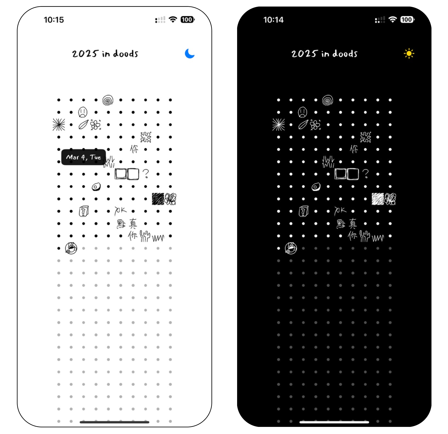 hobby project - a doodle a day calendar app design graphic design ui