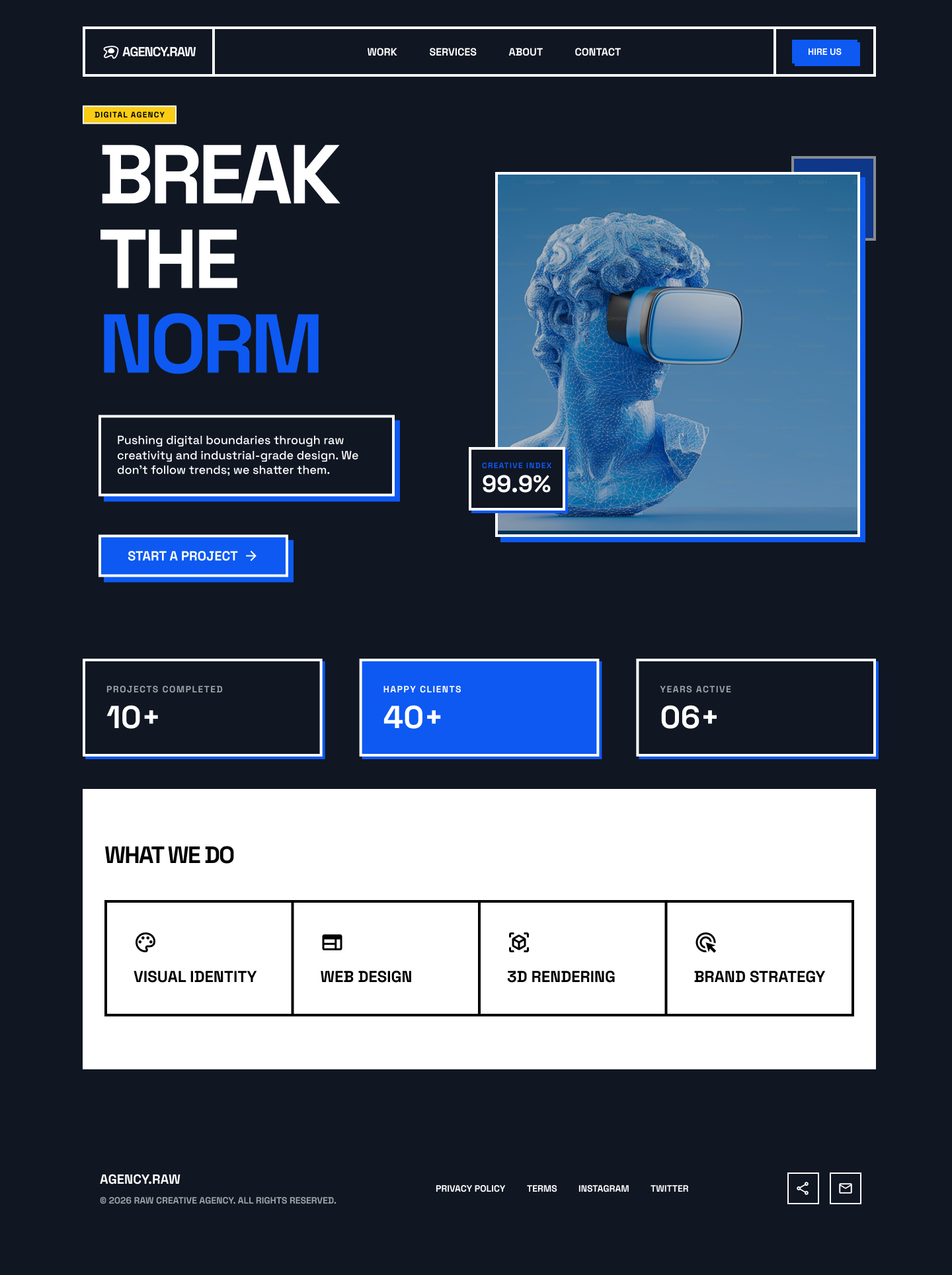 Neo-brutalist web agency landing page concept agencydesign designconcept digitaldesign landingpage neobrutalism typography uiux webagency webdesign