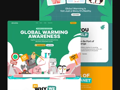 Grevista Global Warming Campaign - Landing Page brand brand identity branding climate change digital product environmental design graphic design landing page social impact sustainability ui ui design visual storytelling web design website