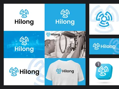 Hilong - Modern H & L Monogram logo Tech Startups app branding circular creative design geometric grid hl innovation letter lh letter logo logo minimalist modernlogo monogram negative space networking tech vector wifilogo
