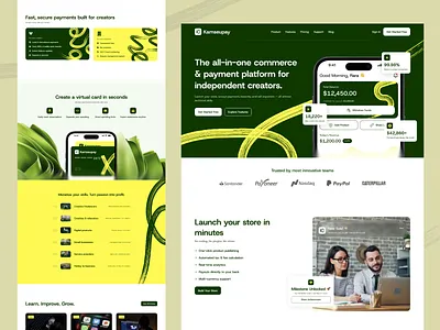 Fintech Landing Page Exploration creator economy dashboard ui ecommerce platform finance app fintech homepage landing page payment platform saas website ui ui design virtual card web design