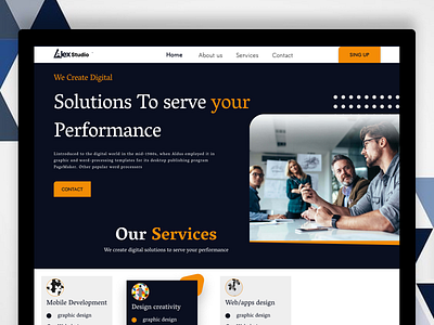 Solution Website Header branding landing page mobile apss ui wab design