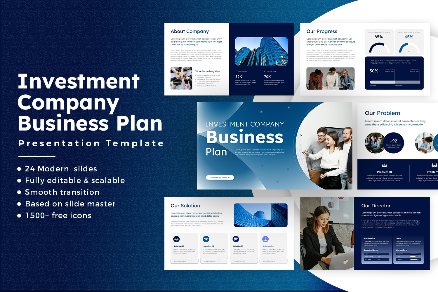 Investment Company Business Plan Presentation business clean company deal finance goals growth investment investors market overview pitch plan portfolio presentation professional slides startup strategy template