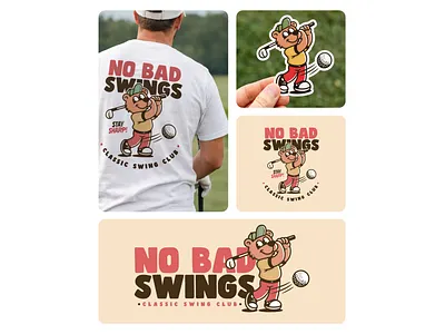 Bear golf character adipra adipra std adipra studio adpr bear illustration classic style creative branding golf apparel golf branding golf illustration golf lifestyle golf logo golf swing graphic design mascot character retro design sports illustration streetwear golf vintage golf