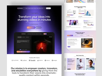Visiomate — AI Video Creation SaaS Landing Page ai clean creative creator design ui digital ideapeel landing page marketing minimalist strartup ui ux video ai web design