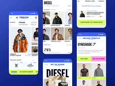 TREVO — AI-Powered Fashion E-commerce Mobile App UI UX Design ai powered app app ui app ux brand marketplace clean ui ecommerce app fashion app fashion ecommerce luxury app ui mobile app design mobile ui ux modern app panze panzestudio product discovery ui retail app design shopping app startup app streetwear app ui ux design