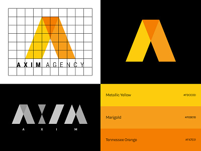 Axim Agency Logo agency brand brand design branding corporate identity finance logo logo design logomark modern logo orange yellow