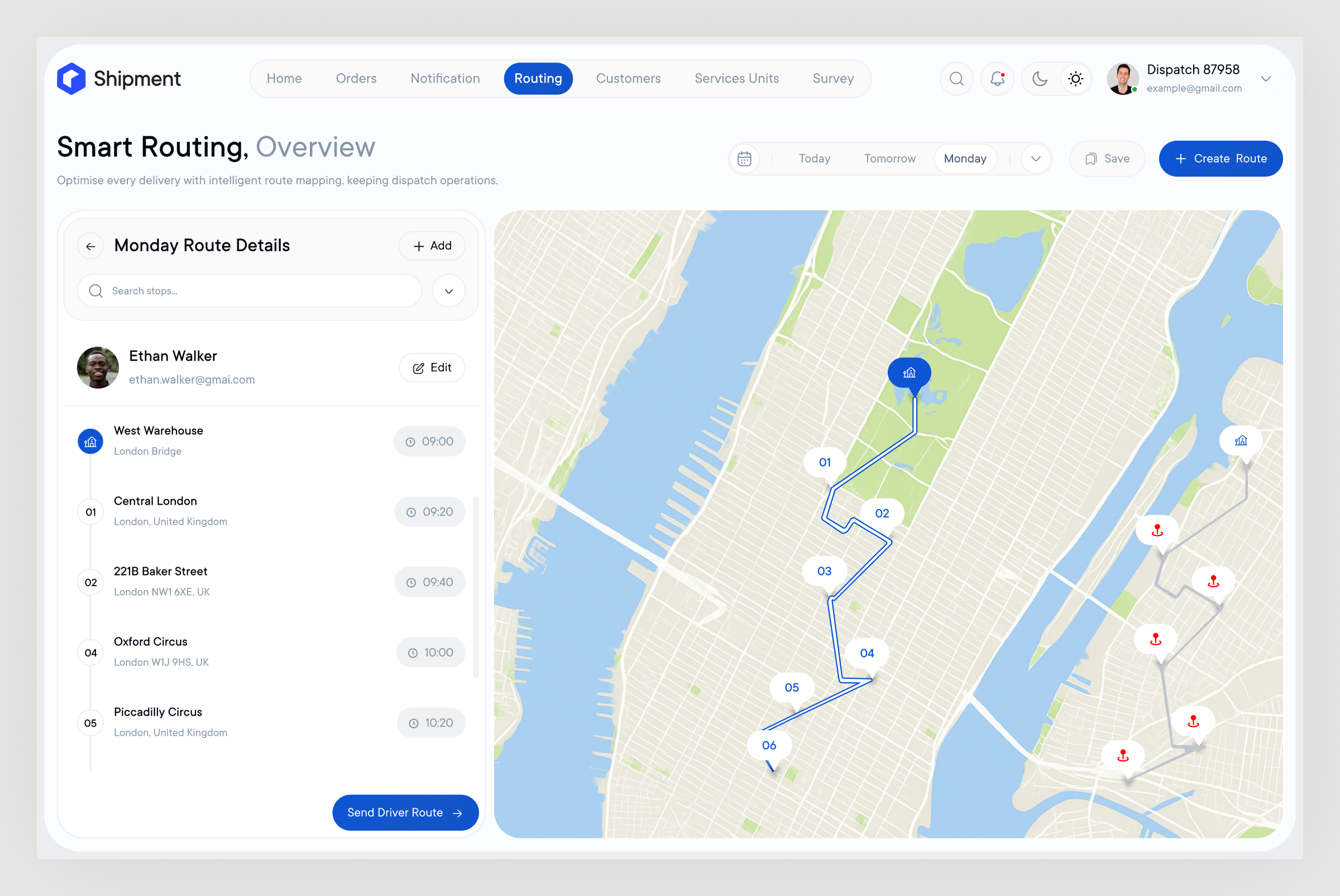 TMS – Logistics Management Dashboard app app design b2b business crm dashboard design interface logistics product saas shipment webapp software tms tracking truck ui ui design ux