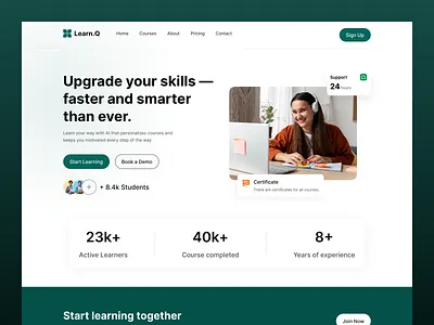 Online Learning Platform UI Design e learning edtech education education website landing page learning website online learning platform uiux web design