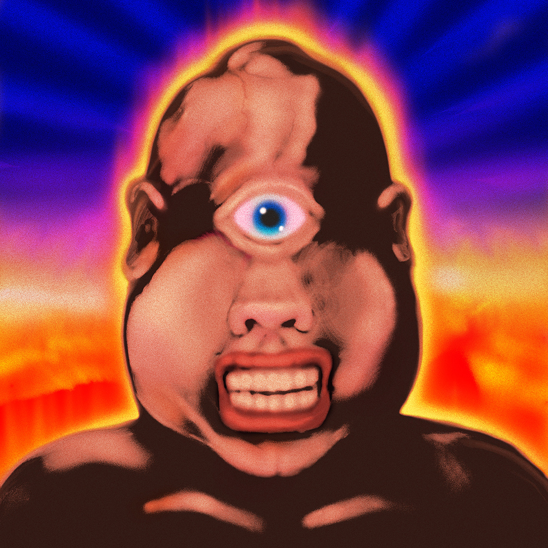 "Big Cyclop" airbrush art branding color pencil cover cyclop design draw dream illustration monster music mythology portrait poster tee shirt vintage water ink