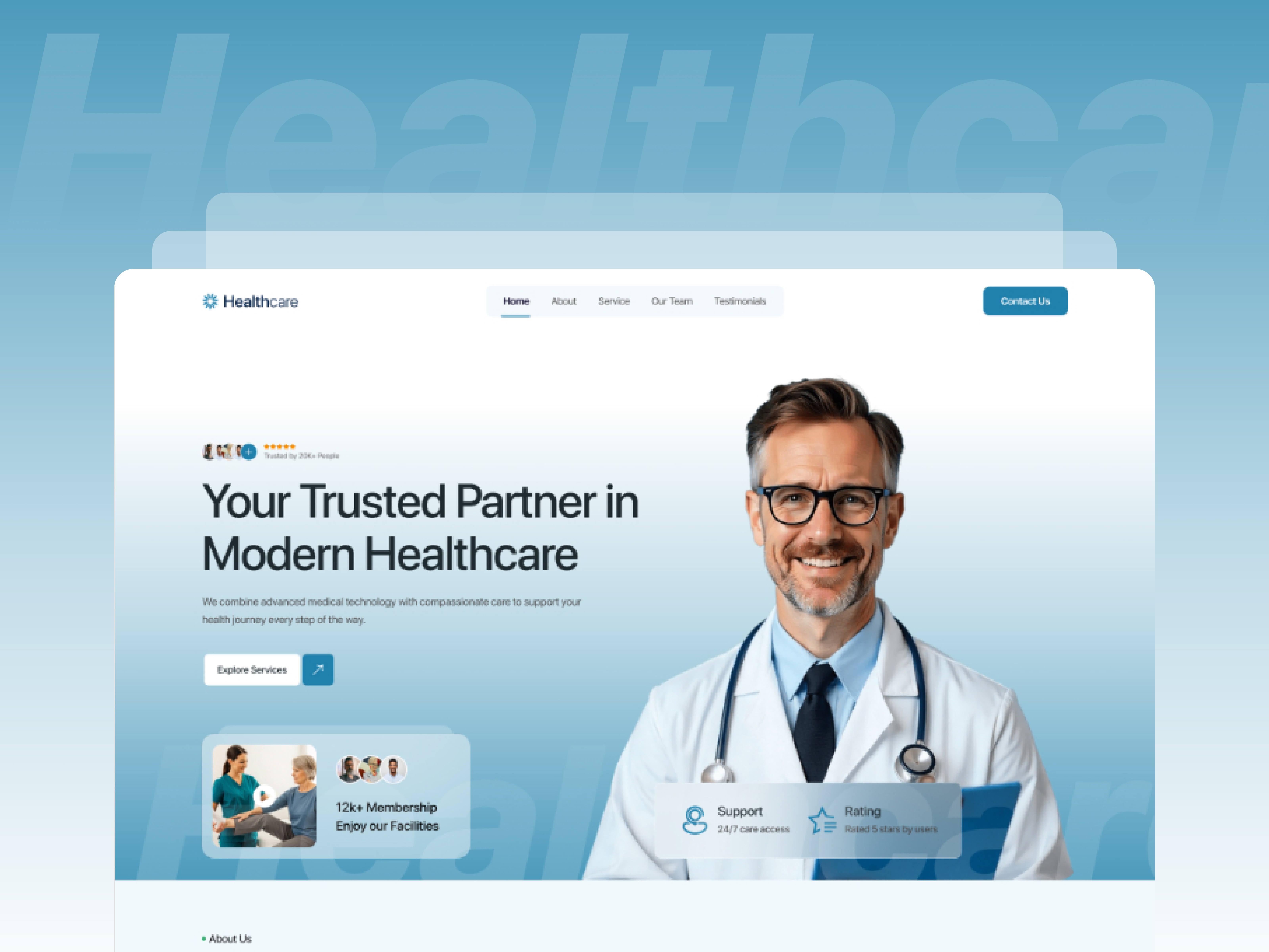 Example of Healthcare Startup Website UI