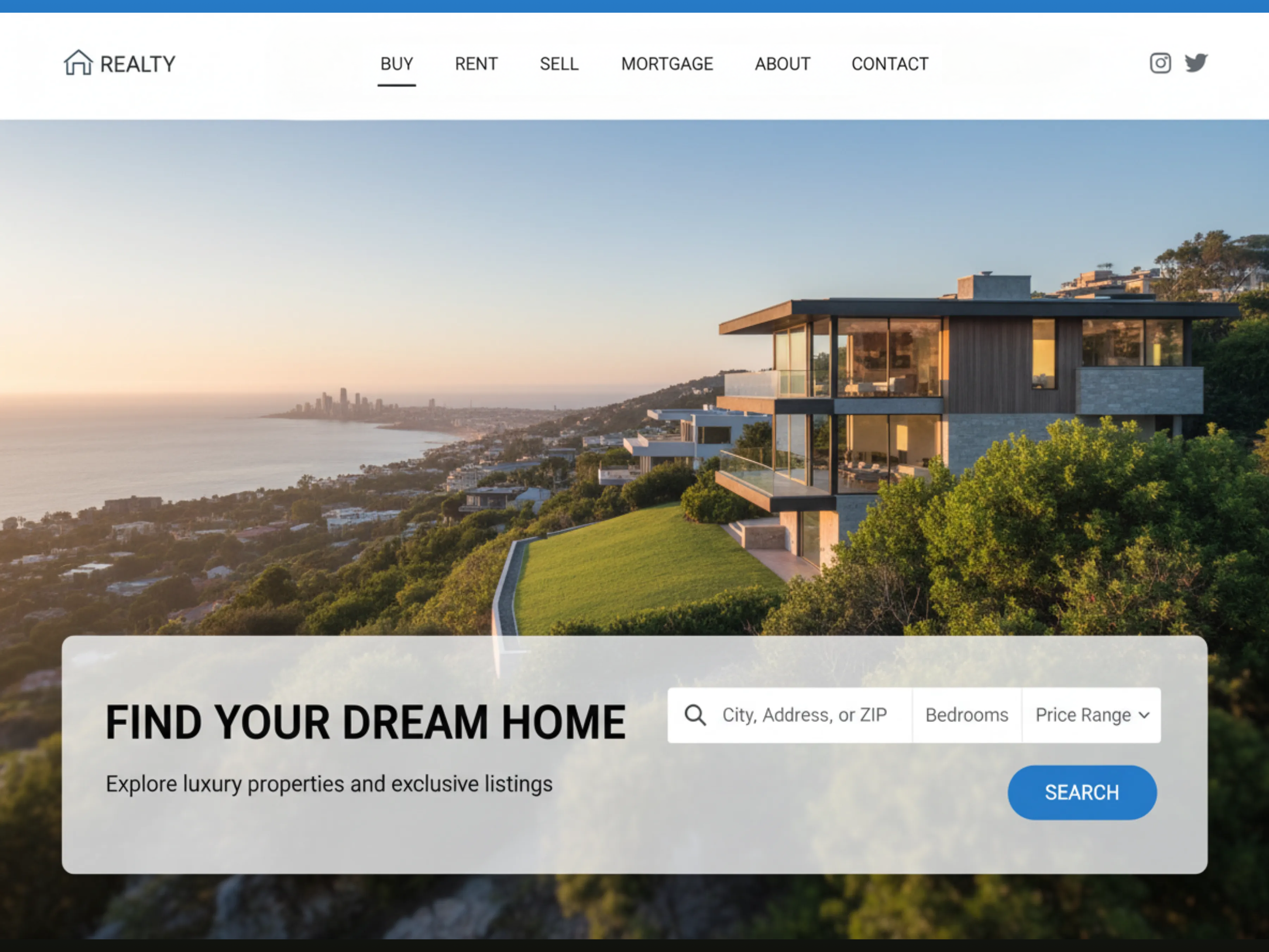 Modern Real Estate Website UI - Property Search Experience clean design figma landing page modern ui property search property website real estate real estate ui real estate website ui ux web ui website design