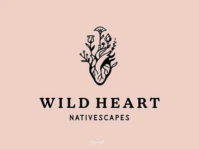 Wild Heart Nativescapes - Brandmark Illustration bouquet branding brandmark floral flower garden graphic design handmade heart identity logo logo design logos medical nature outdoors rustic typography