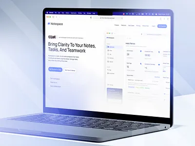 Notespace - Advanced Note Taking & Productivity Landing Page UI ai app app design branding clean dashboard elegant graphic design landing page minimalist modern modern design product design product development saas startup typography ui design web design website design