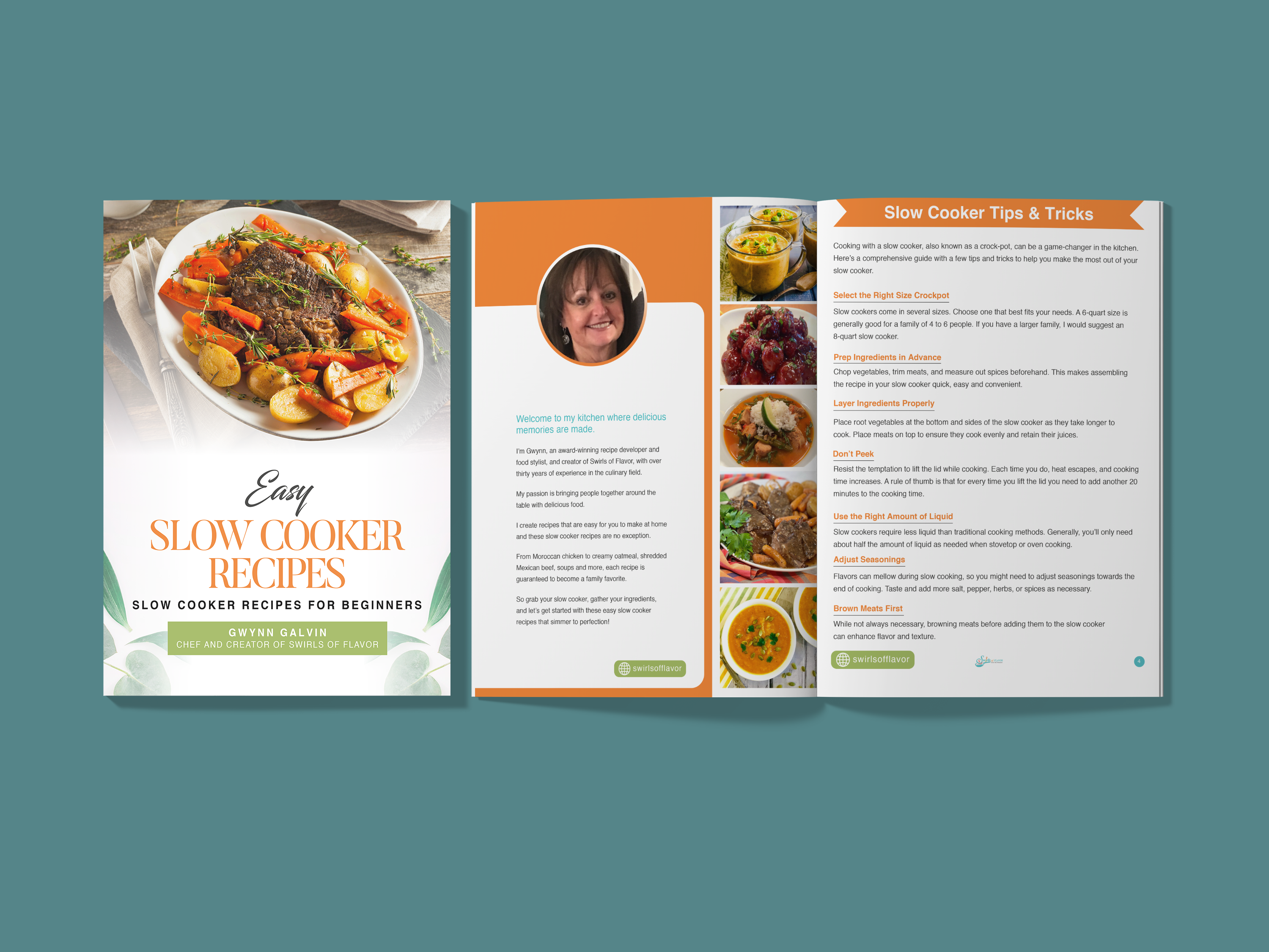 Cookbook Design | Slow Cooker Recipes for Beginners amazon kdp book layout canva ebook cookbook design cover design digital cookbook ebook design editorial design educational design food branding food design kdp formatting layout design print design publication design publishing design recipe book recipe layout