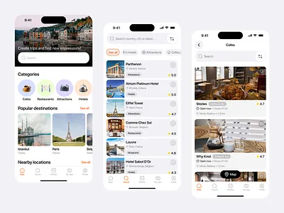 Spotly — travel planning app attraction locations app mobile app sightseeing tourist travel travel app travel planning app uxui vacation