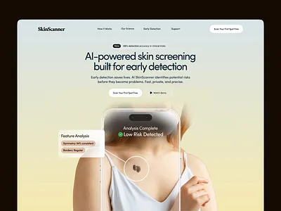 SkinScanner - AI Dermatologist for Early Detection ai aihealthcare clinic dermatology digitalhealth doctor healthcare healthtech medical medicaldashboard medtech skincare telemedicine ui webdesign wellness