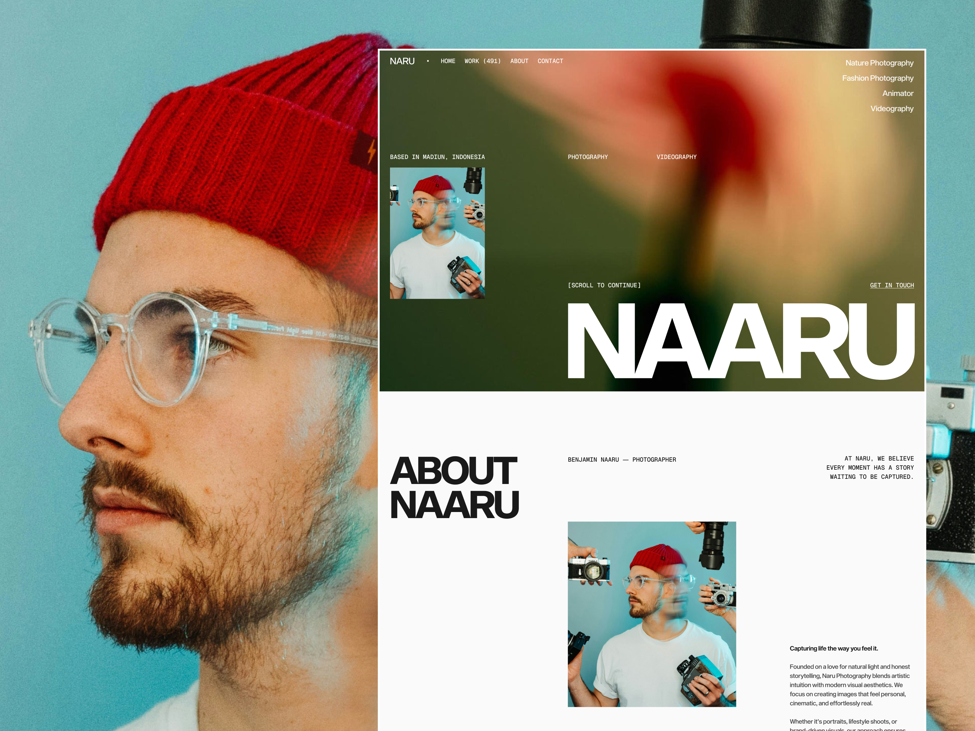 Naaru - Personal Photography Website animation bold clean design website editorial graphic design large typography typography ui visual whitespace