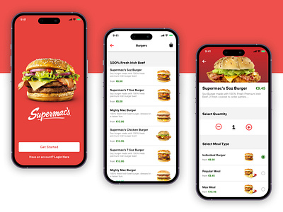 Product Menu & Customise Order app burger app customise order design food app iphone mcdonalds app online food ordering product menu supermacs ui ux uxdesign web