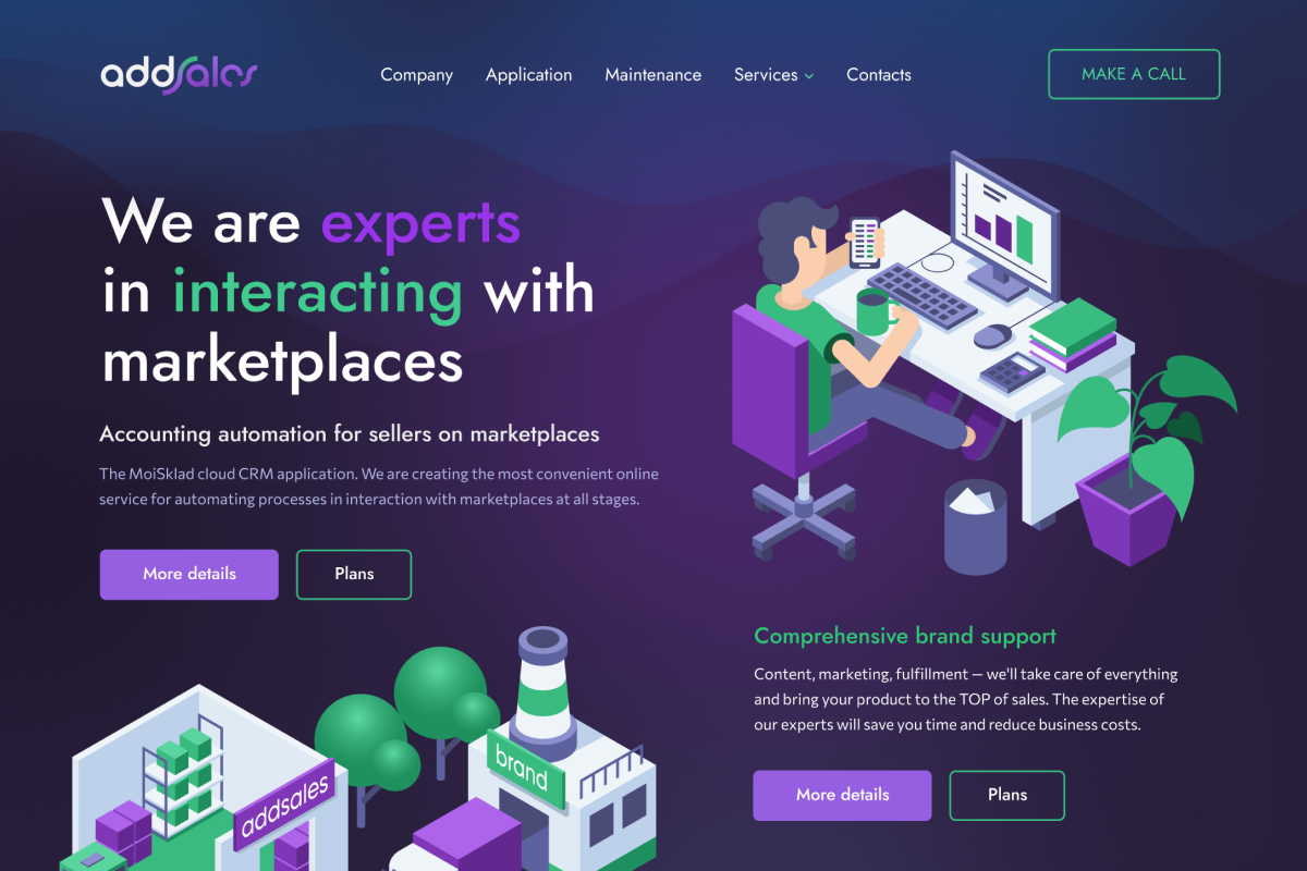 Addsales art business crm figma illustration marketing marketplace trading ui ux vector web design website
