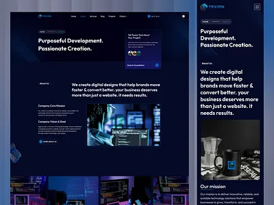 Texion Tech - About Us Page UI/UX Design agency digitalagency figma homepage interface landingpage moderndesign startup ui uidesign ux uxdesign webdesign website
