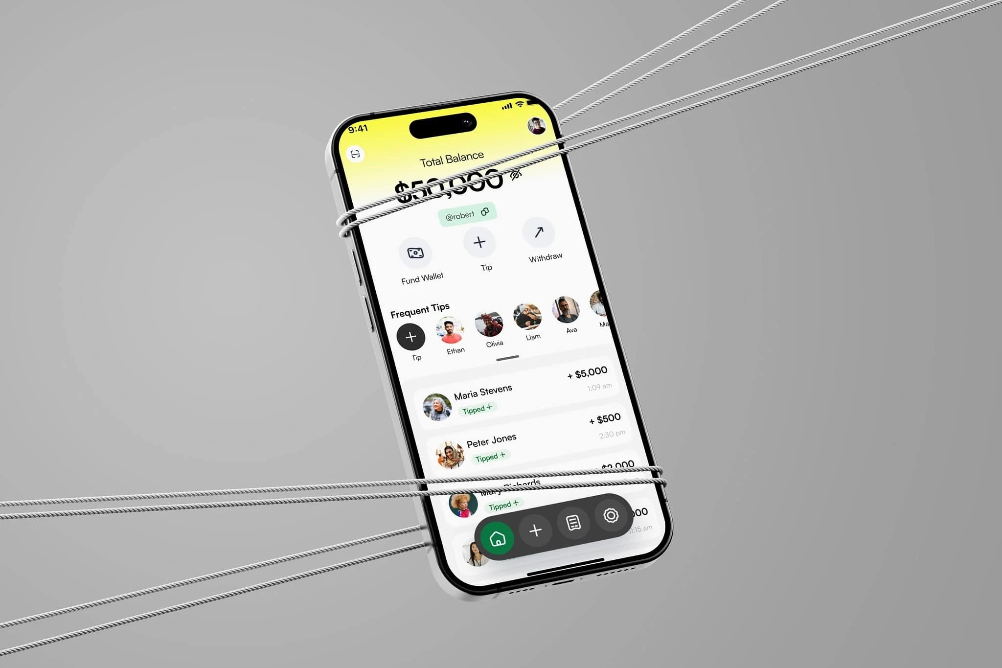 Example of Tap2Tip - Home Dashboard
