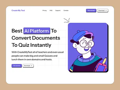 AI-powered document-to-quiz conversion ai ai powered document ai quiz generator ai web app app dribbble seo e learning figma ai instant quiz generation iot wellness mobile ui ux ai web design