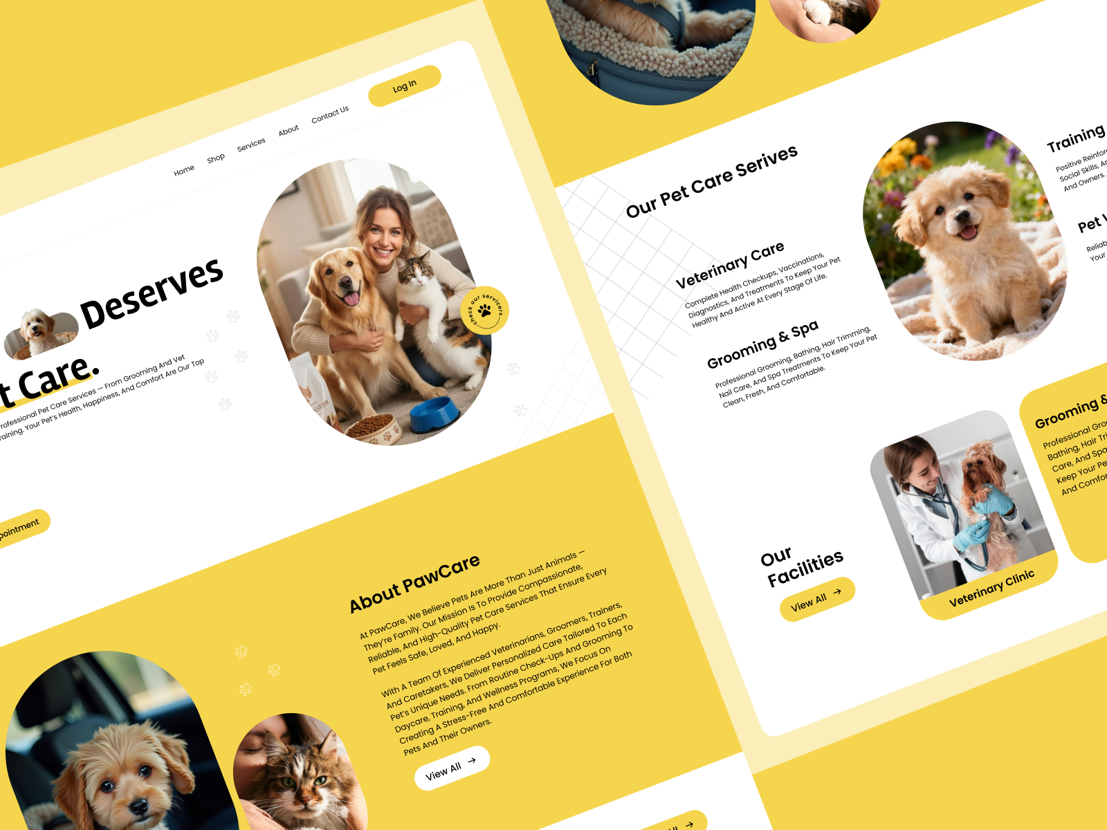 Pet Care Website app design application branding design illustration ui uidesign uiux uiux design webdesign