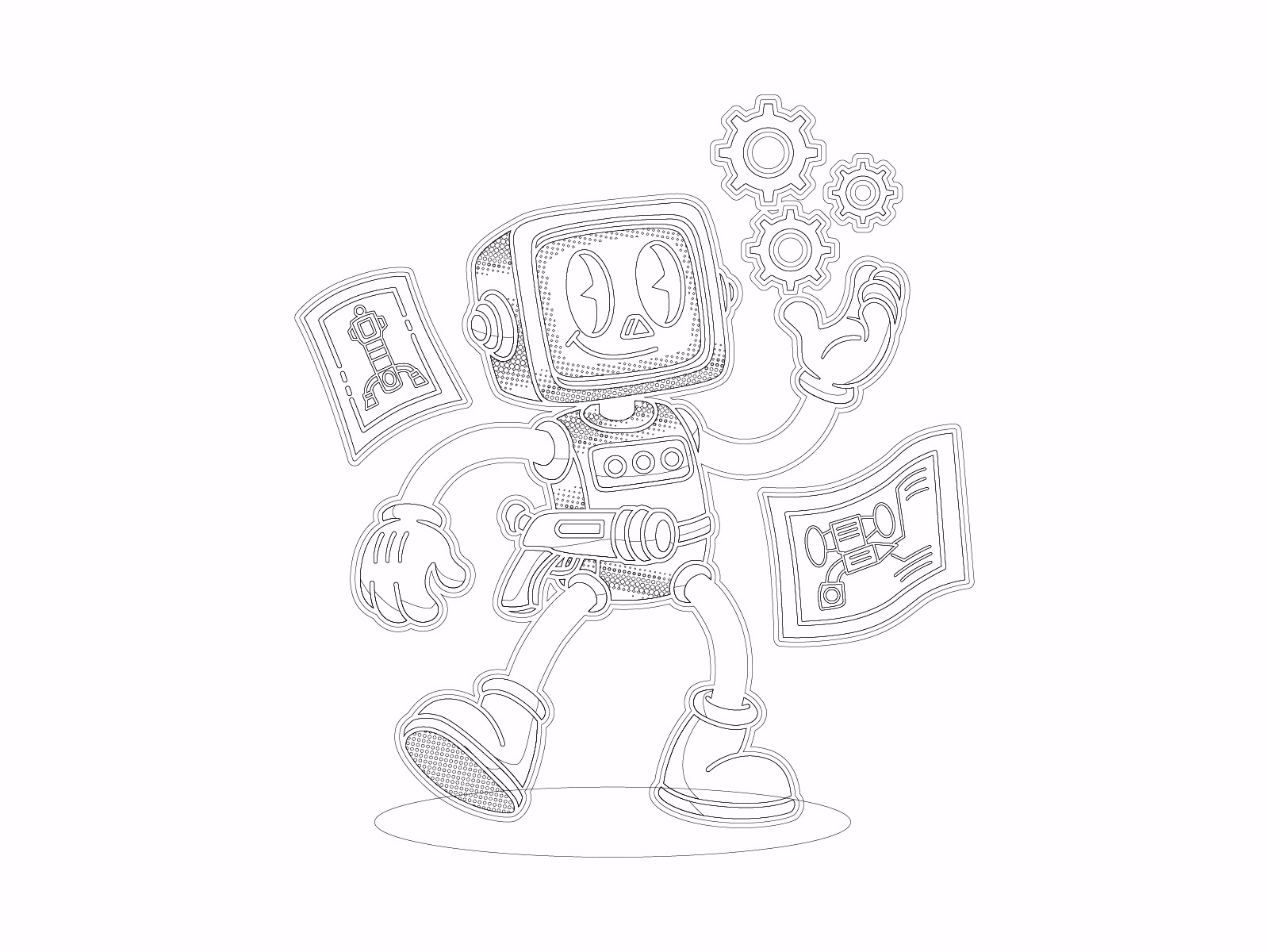 Retro-Future Fabricator: A Rubber Hose Robot Concept by Dendy