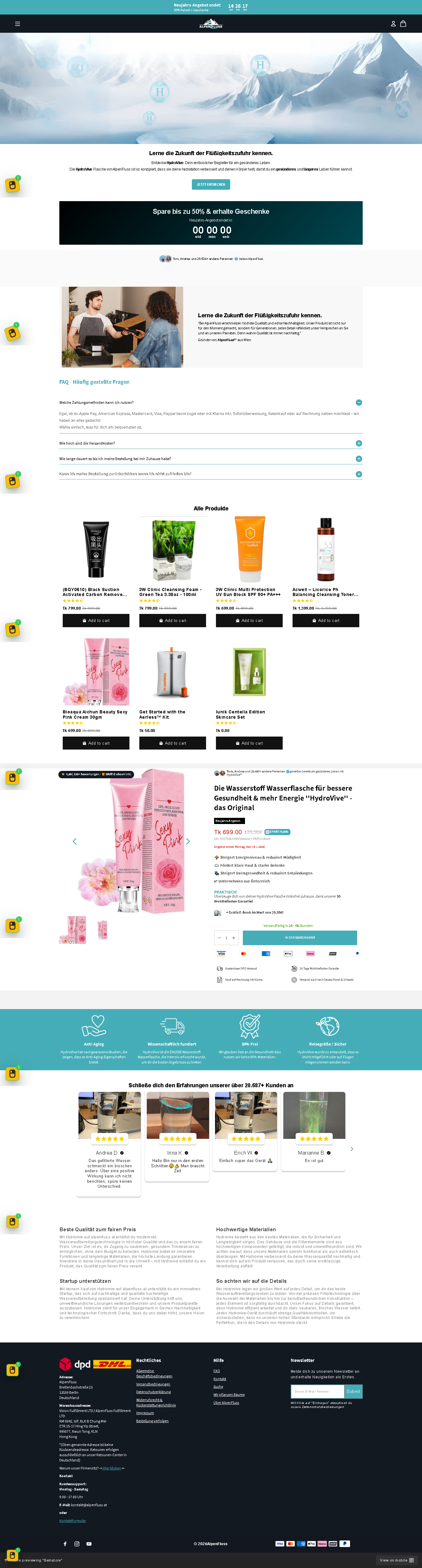 Hydrovive Water Bottol On Gempages funnel gempages landing page product page sales page template