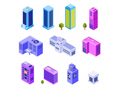 Cityscape Isometric Icons building cartooning city cityscape design free download free icons freebie icon set illustration illustrator isometric icon vector vector design vector download vector icon